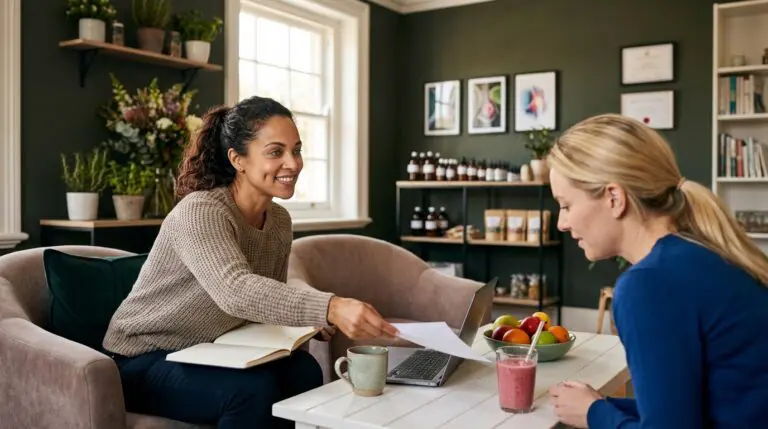 woman coach with client paper