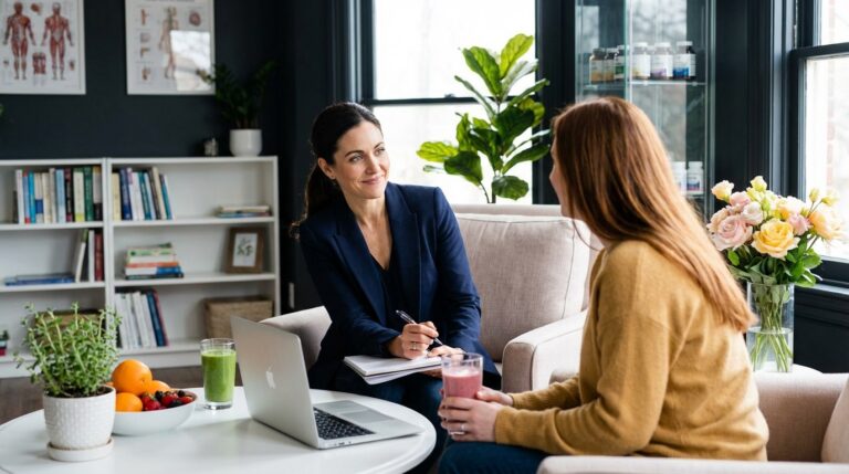 health coach consultation two women in clinic