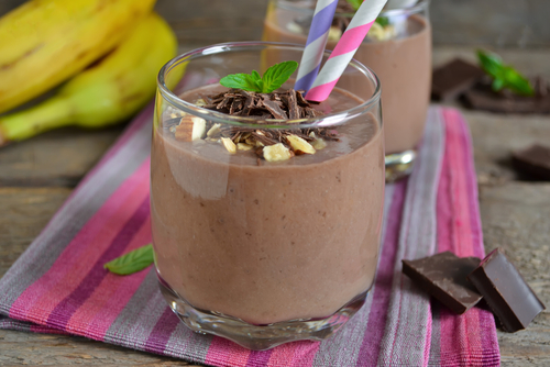Chocolate Peanut Butter and Banana Power Protein Smoothie