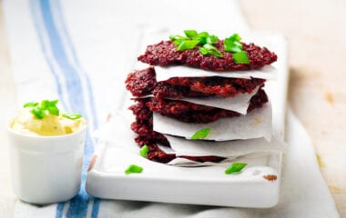Beet, Feta and Herb Fritters