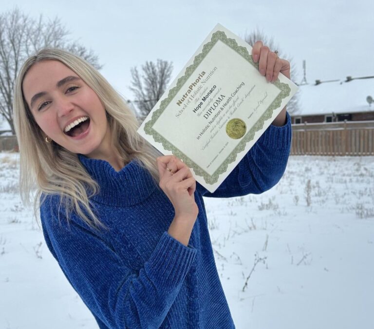 hope testimonial holding diploma nutraphoria