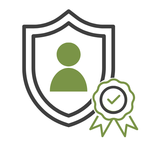 Sheild person certificate sheild person icon