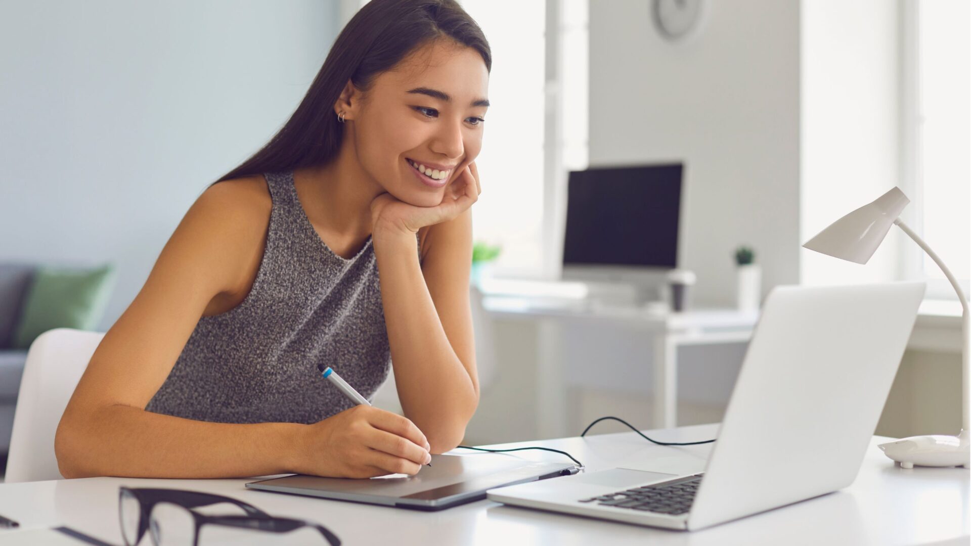 woman on computer