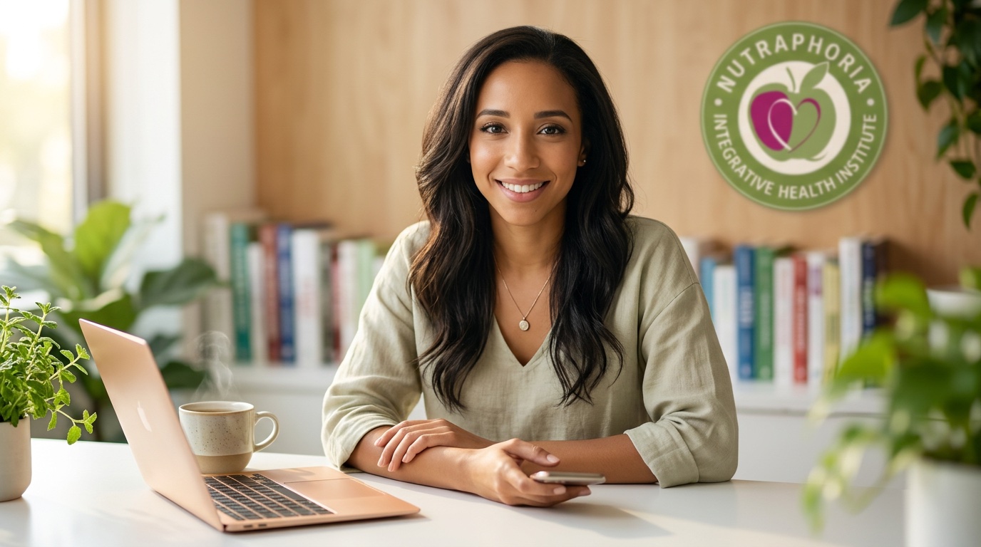 Nutraphoria admissions office woman at desk and phone